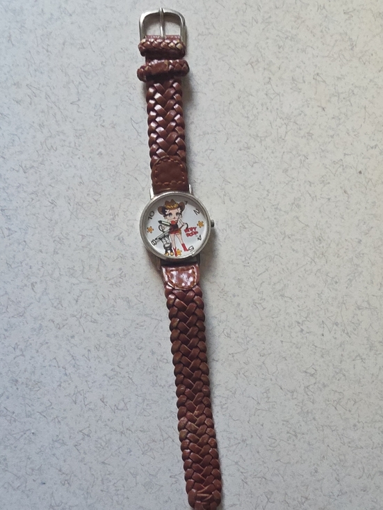 Betty Boop Jewelry - Vintage Betty Boop Brown Braided Leather Strap Watch with Character Dial